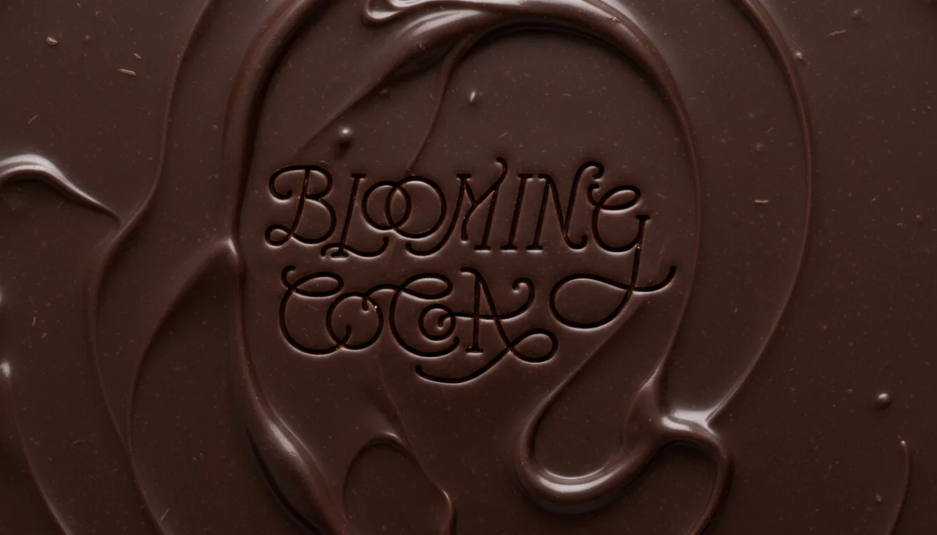 Diseño de packaging gourmet Blooming Cocoa con lettering e ilustraciones florales por Adegar